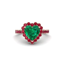 Halo Heart Emerald Pave Engagement Ring - Gail No. 50 image 1