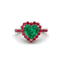 Halo Heart Emerald Pave Engagement Ring - Gail No. 50