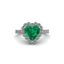 Halo Heart Emerald Pave Engagement Ring - Gail No. 6 image 1