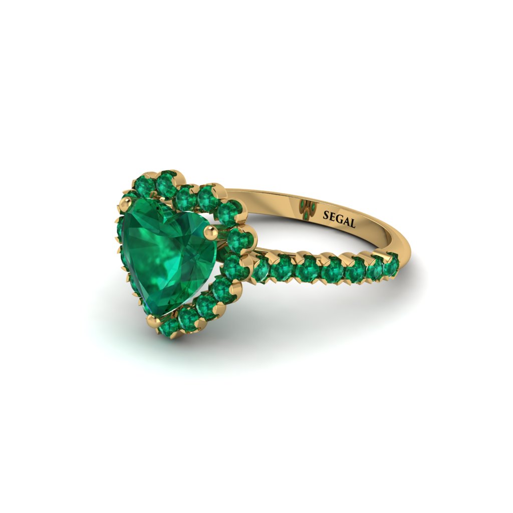 Halo Heart Emerald Pave Engagement Ring - Gail No. 19