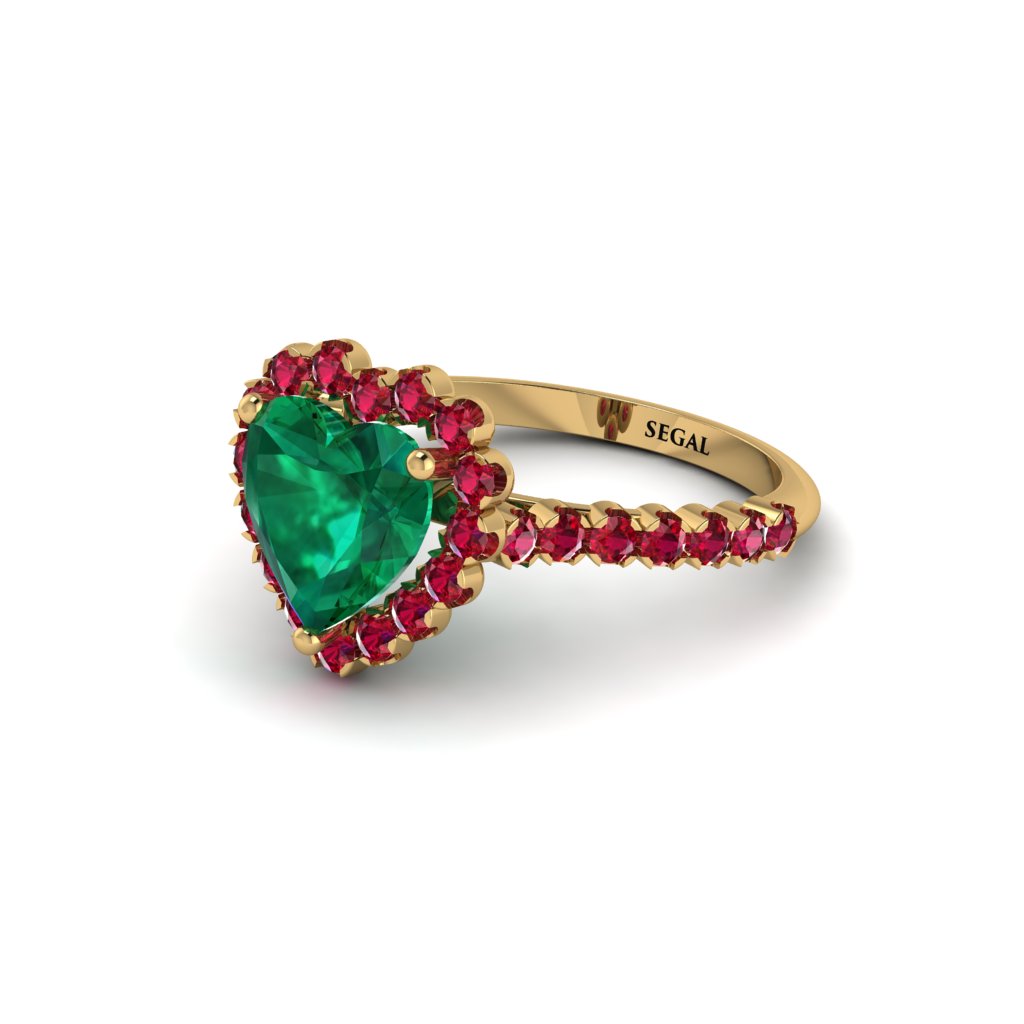 Halo Heart Emerald Pave Engagement Ring - Gail No. 49