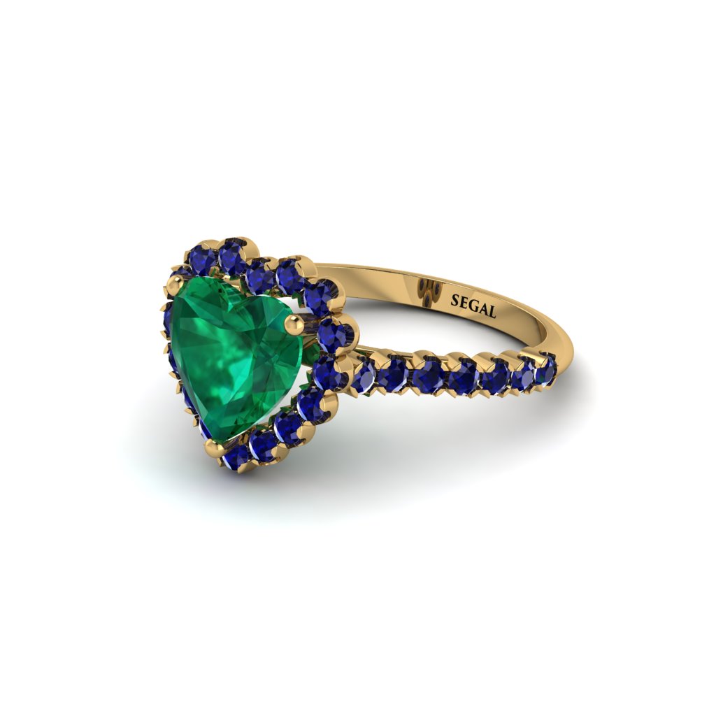 Halo Heart Emerald Pave Engagement Ring - Gail No. 64