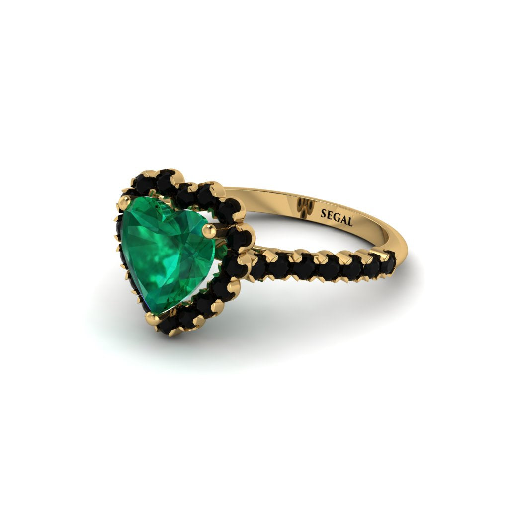 Halo Heart Emerald Pave Engagement Ring - Gail No. 34