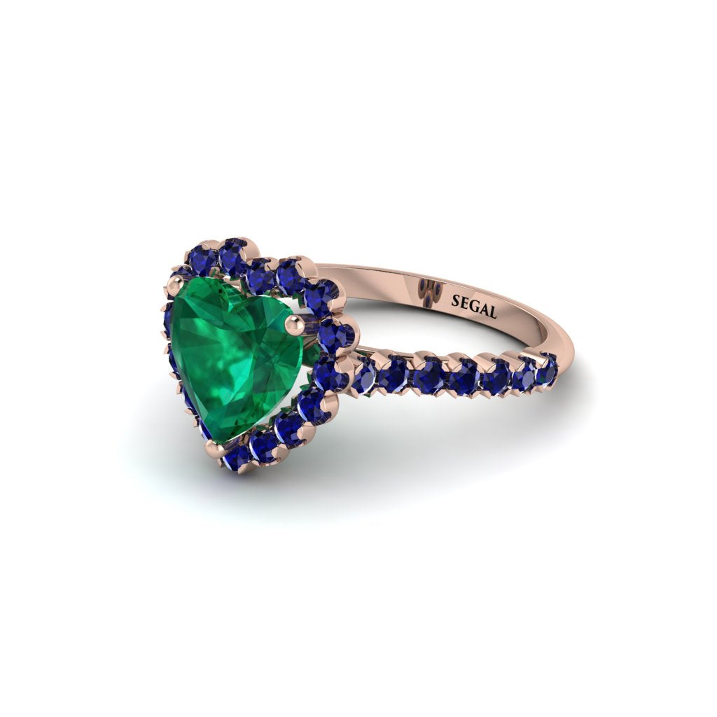 Halo Heart Emerald Pave Engagement Ring - Gail No. 65