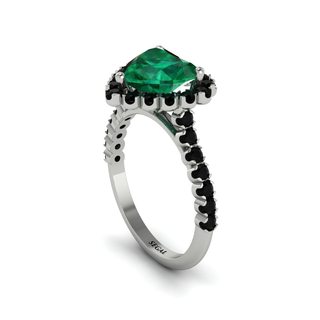 Halo Heart Emerald Pave Engagement Ring - Gail No. 36