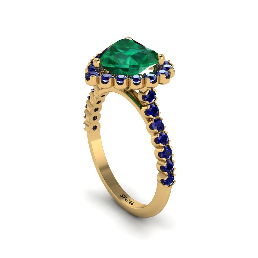 Halo Heart Emerald Pave Engagement Ring - Gail No. 64