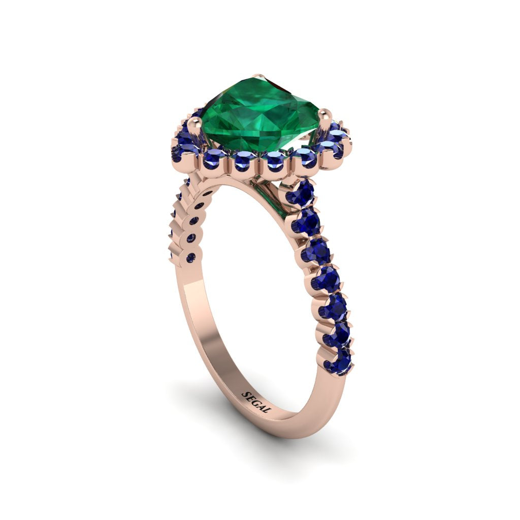 Halo Heart Emerald Pave Engagement Ring - Gail No. 65