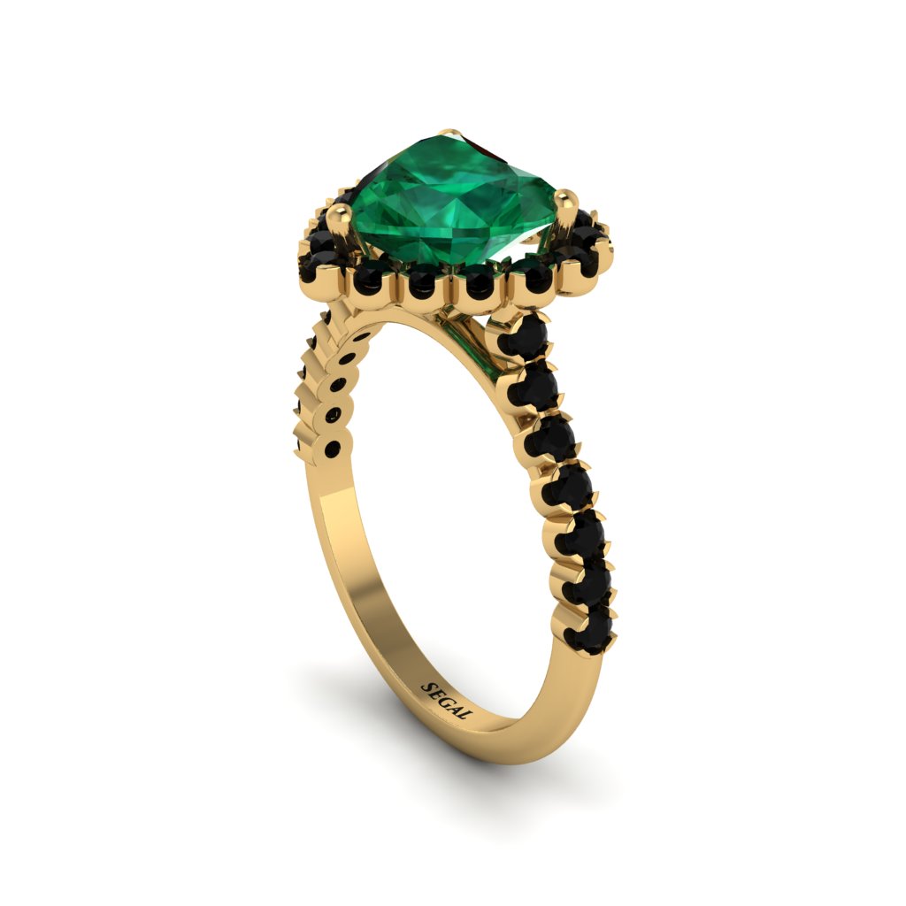 Halo Heart Emerald Pave Engagement Ring - Gail No. 34