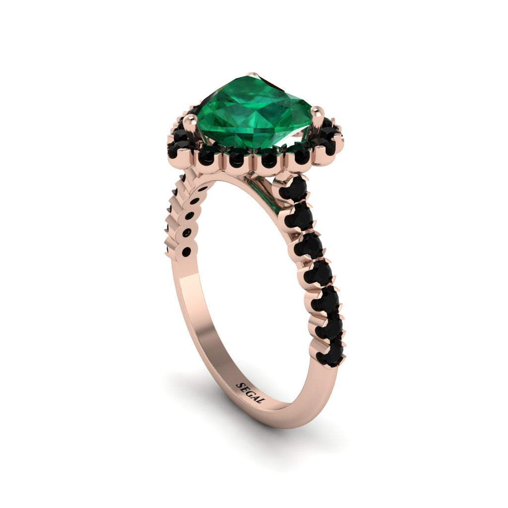 Halo Heart Emerald Pave Engagement Ring - Gail No. 35