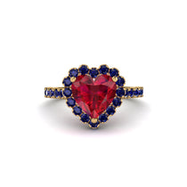 Halo Heart Ruby Pave Engagement Ring - Gail No. 70 image 1