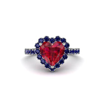 Halo Heart Ruby Pave Engagement Ring - Gail No. 72 image 1