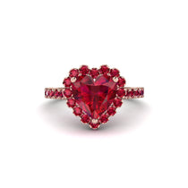Halo Heart Ruby Pave Engagement Ring - Gail No. 56 image 1