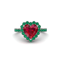 Halo Heart Ruby Pave Engagement Ring - Gail No. 27 image 1