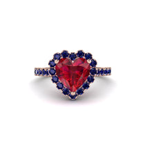 Halo Heart Ruby Pave Engagement Ring - Gail No. 71 image 1