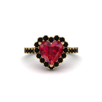 Halo Heart Ruby Pave Engagement Ring - Gail No. 40 image 1