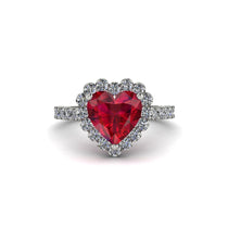 Halo Heart Ruby Pave Engagement Ring - Gail No. 12 image 1