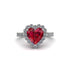 Halo Heart Ruby Pave Engagement Ring - Gail No. 12