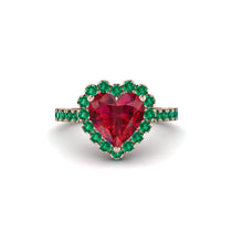 Halo Heart Ruby Pave Engagement Ring - Gail No. 26 image 1