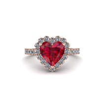 Halo Heart Ruby Pave Engagement Ring - Gail No. 11 image 1
