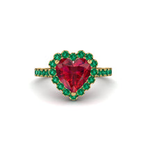 Halo Heart Ruby Pave Engagement Ring - Gail No. 25 image 1