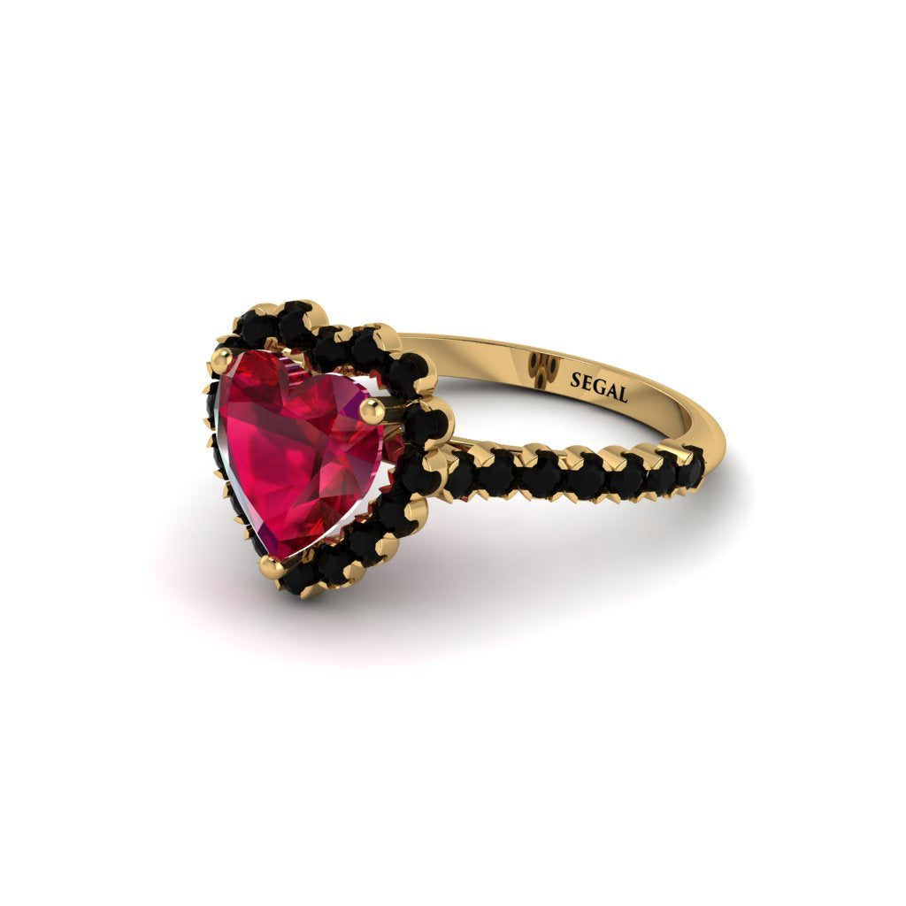 Halo Heart Ruby Pave Engagement Ring - Gail No. 40