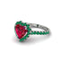 Halo Heart Ruby Pave Engagement Ring - Gail No. 27