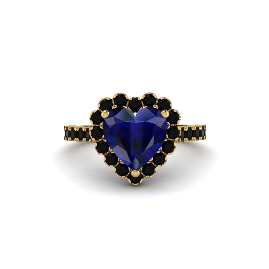 Halo Heart Sapphire Pave Engagement Ring - Gail No. 43
