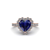 Halo Heart Sapphire Pave Engagement Ring - Gail No. 14 image 1