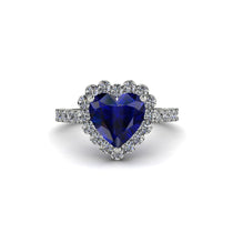 Halo Heart Sapphire Pave Engagement Ring - Gail No. 15 image 1