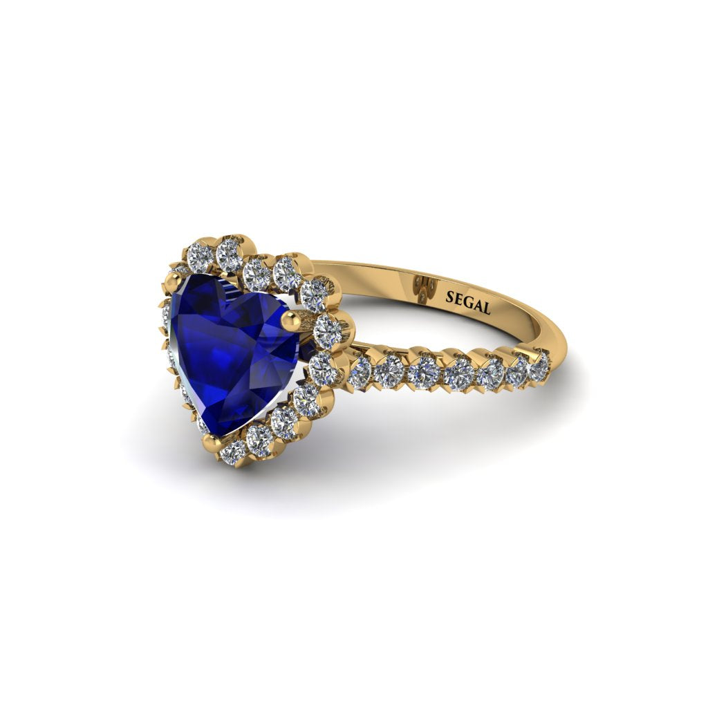 Halo Heart Sapphire Pave Engagement Ring - Gail No. 13