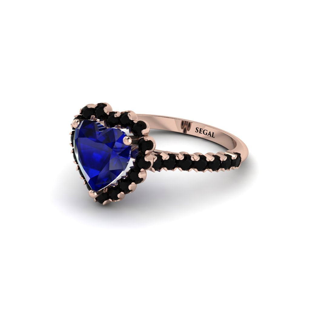 Halo Heart Sapphire Pave Engagement Ring - Gail No. 44