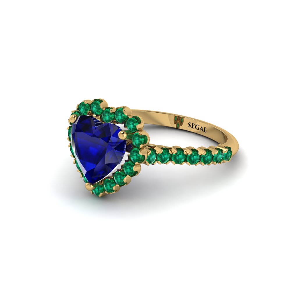 Halo Heart Sapphire Pave Engagement Ring - Gail No. 28