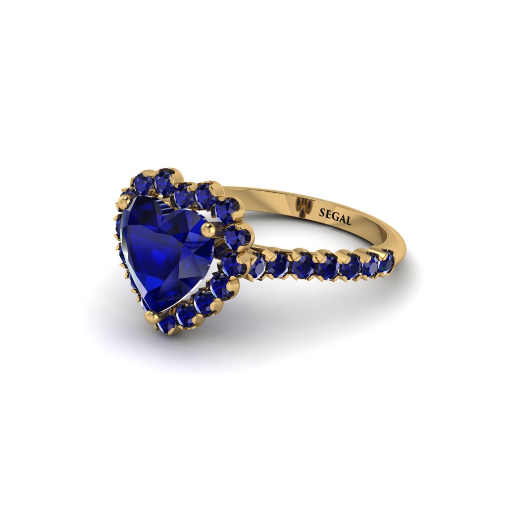 Halo Heart Sapphire Pave Engagement Ring - Gail No. 73