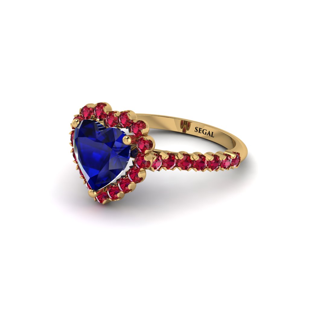 Halo Heart Sapphire Pave Engagement Ring - Gail No. 58