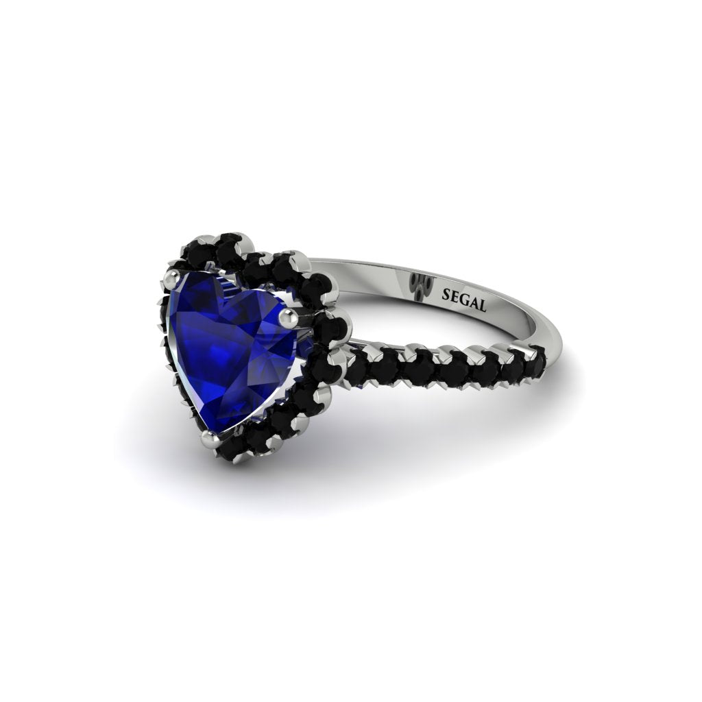 Halo Heart Sapphire Pave Engagement Ring - Gail No. 45