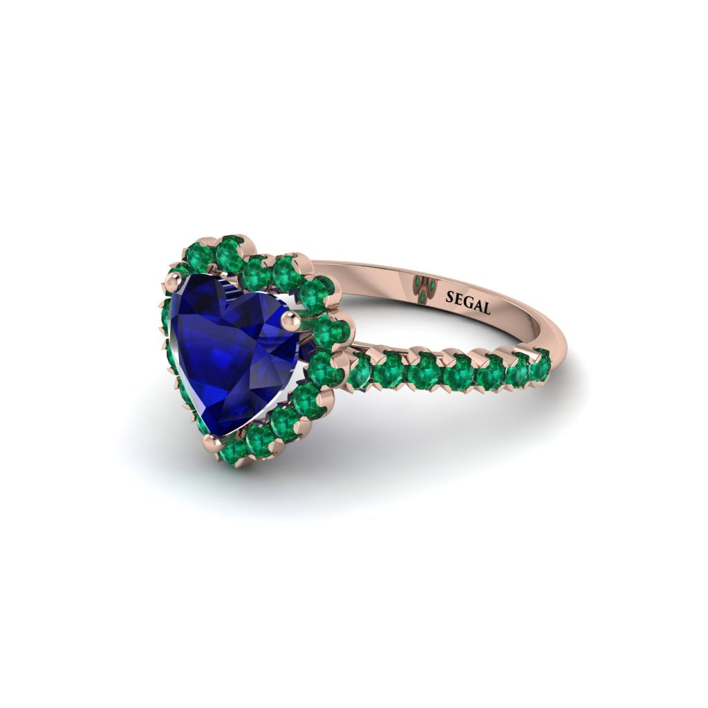 Halo Heart Sapphire Pave Engagement Ring - Gail No. 29