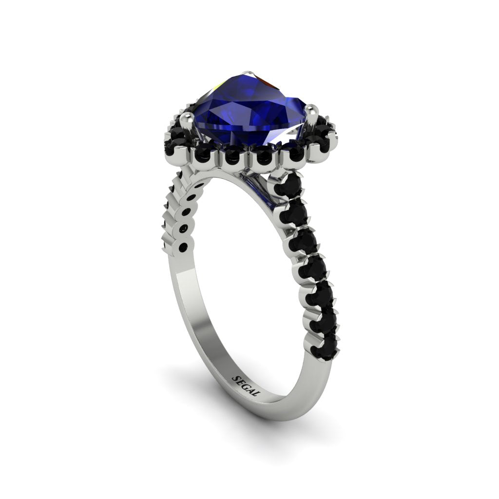 Halo Heart Sapphire Pave Engagement Ring - Gail No. 45