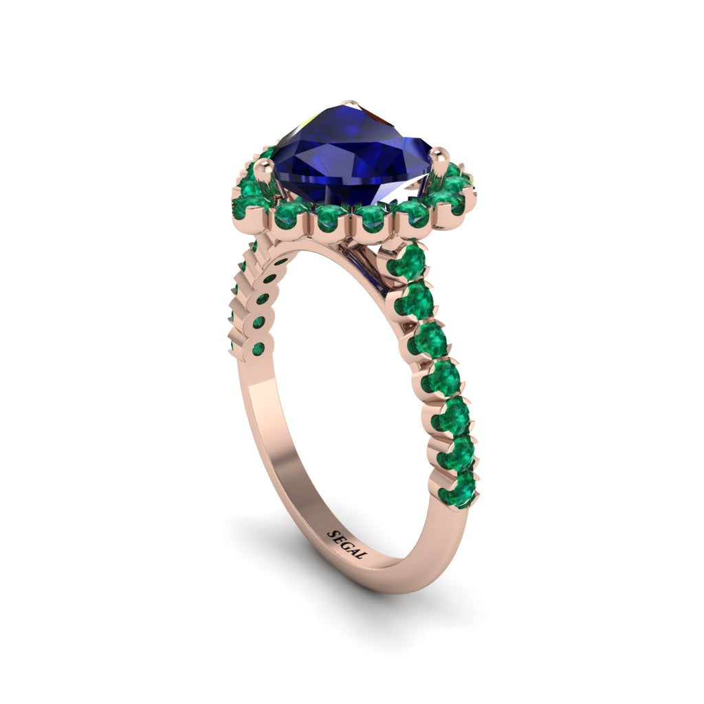 Halo Heart Sapphire Pave Engagement Ring - Gail No. 29