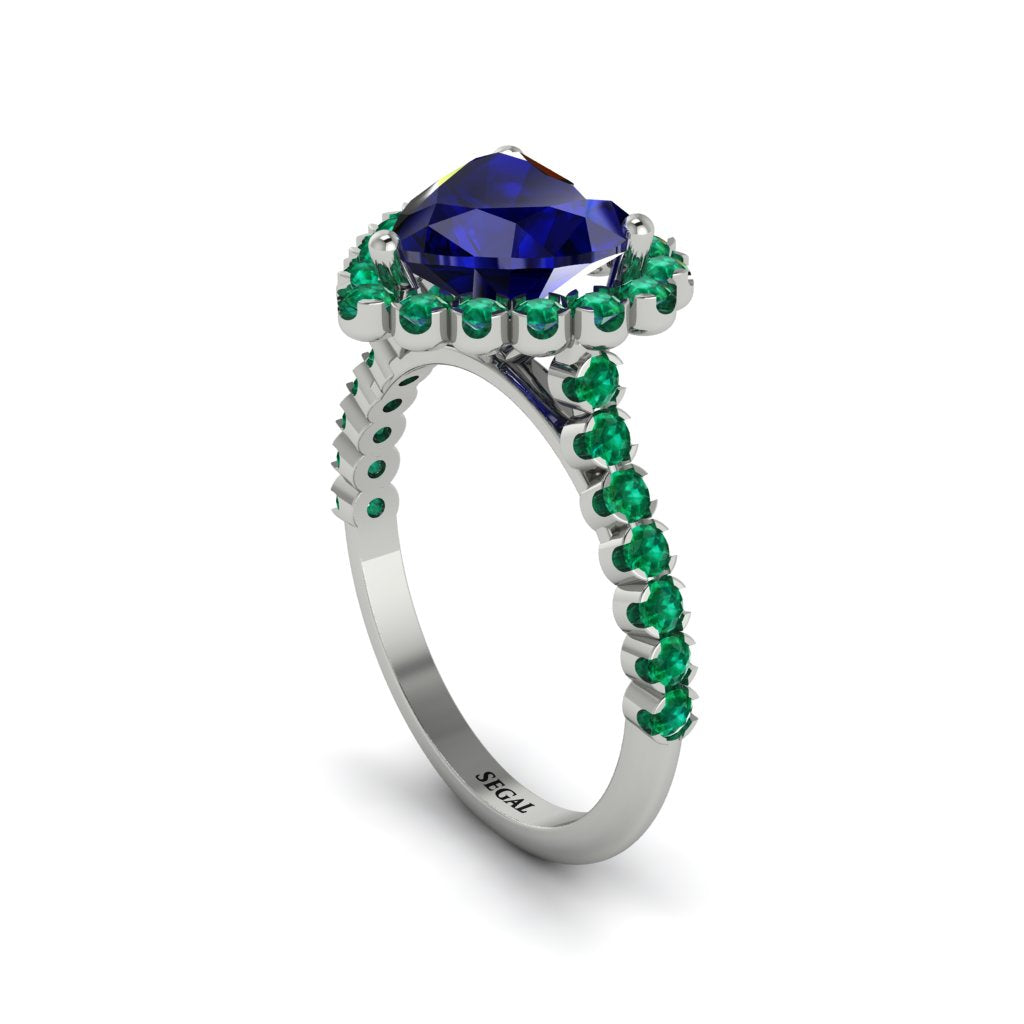Halo Heart Sapphire Pave Engagement Ring - Gail No. 30