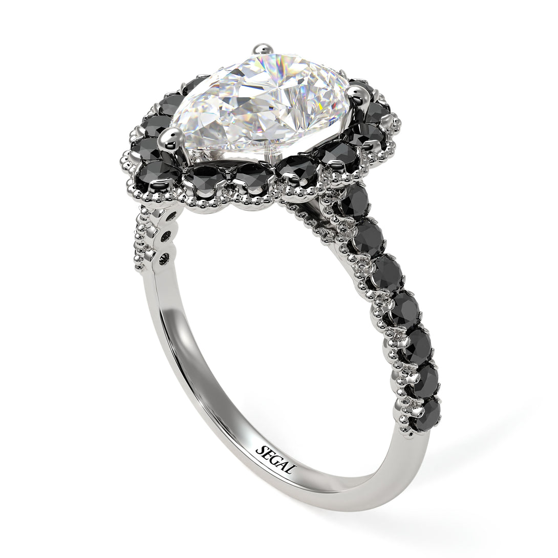 Halo Pear Diamond Pave Engagement Ring - Ingrid No. 33