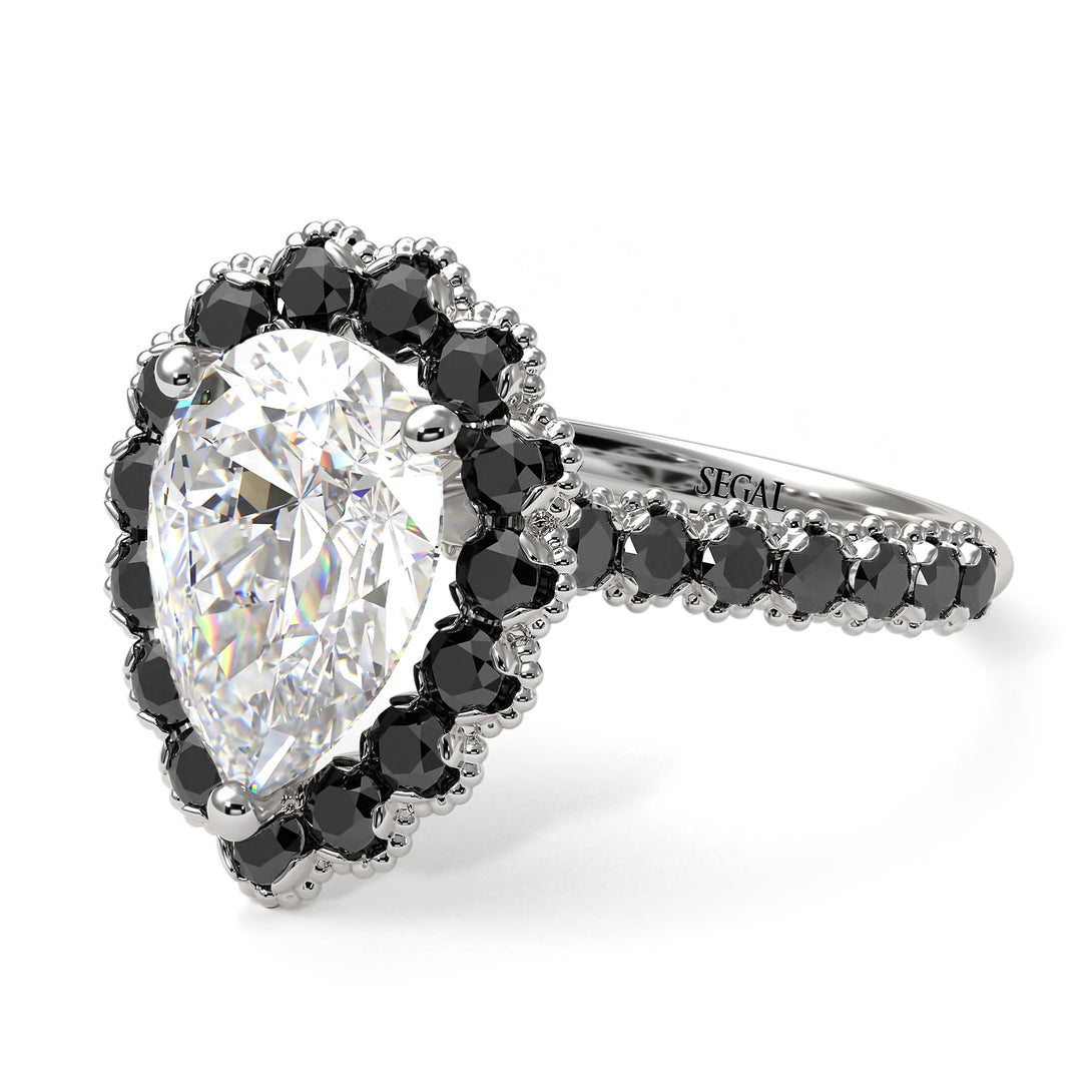 Halo Pear Diamond Pave Engagement Ring - Ingrid No. 33
