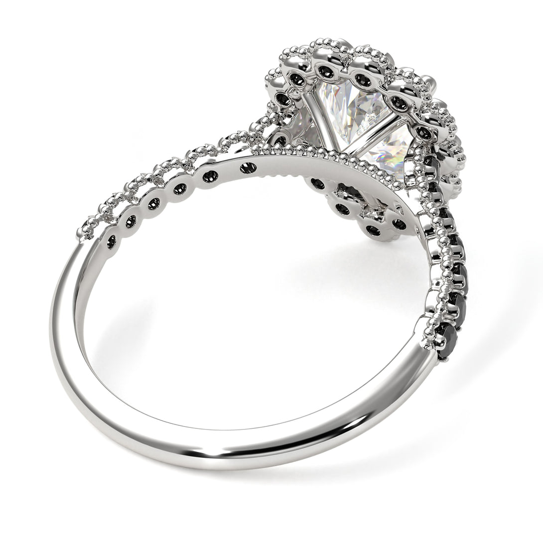 Halo Pear Diamond Pave Engagement Ring - Ingrid No. 33