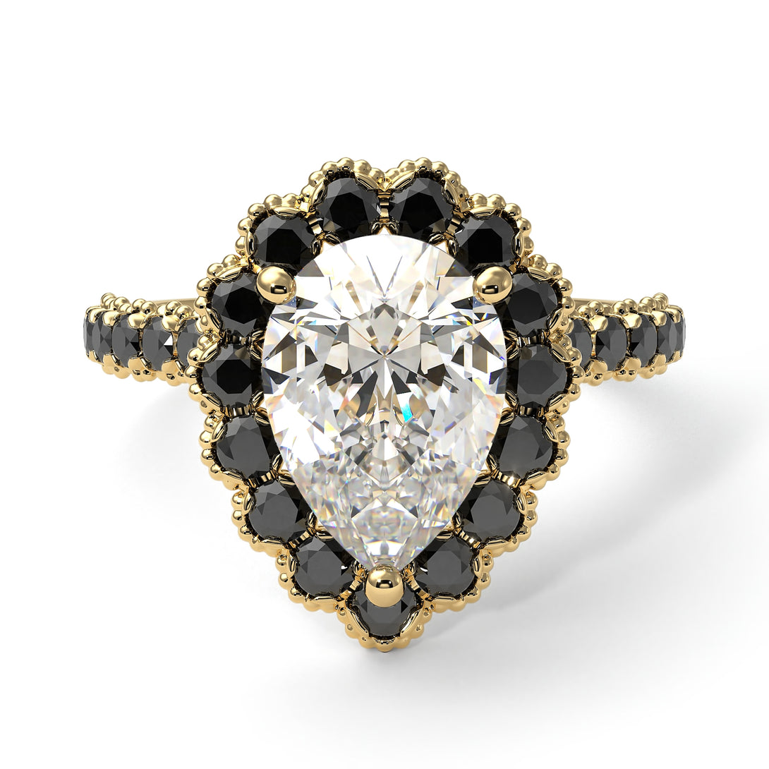 Halo Pear Diamond Pave Engagement Ring - Ingrid No. 31