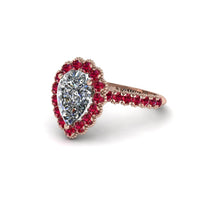 Halo Pear Diamond Pave Engagement Ring - Ingrid No. 47 image 1