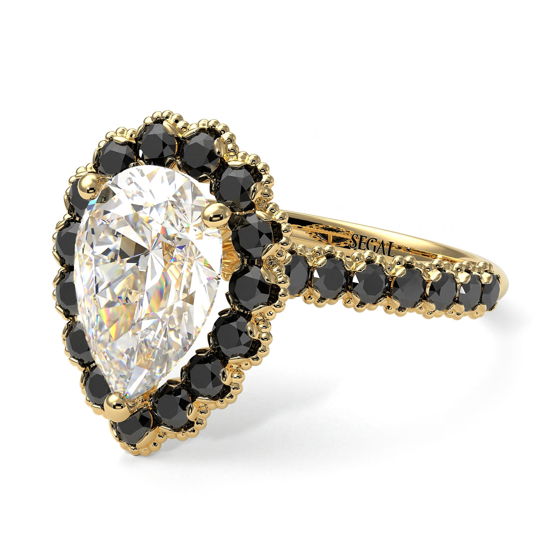 Halo Pear Diamond Pave Engagement Ring - Ingrid No. 31