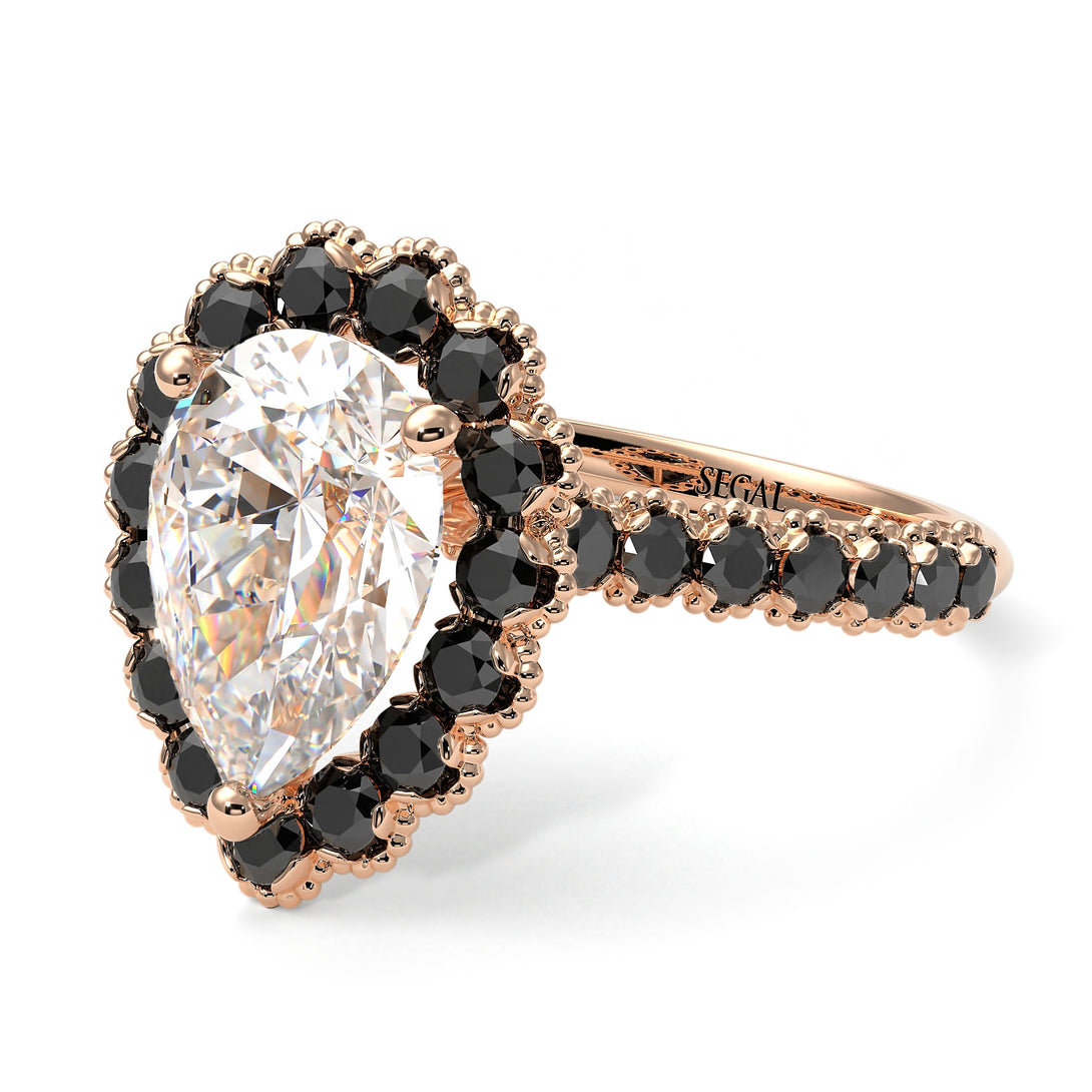 Halo Pear Diamond Pave Engagement Ring - Ingrid No. 32