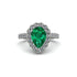Halo Pear Emerald Pave Engagement Ring - Ingrid No. 6