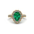 Halo Pear Emerald Pave Engagement Ring - Ingrid No. 4
