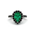 Halo Pear Emerald Pave Engagement Ring - Ingrid No. 36