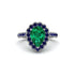 Halo Pear Emerald Pave Engagement Ring - Ingrid No. 66